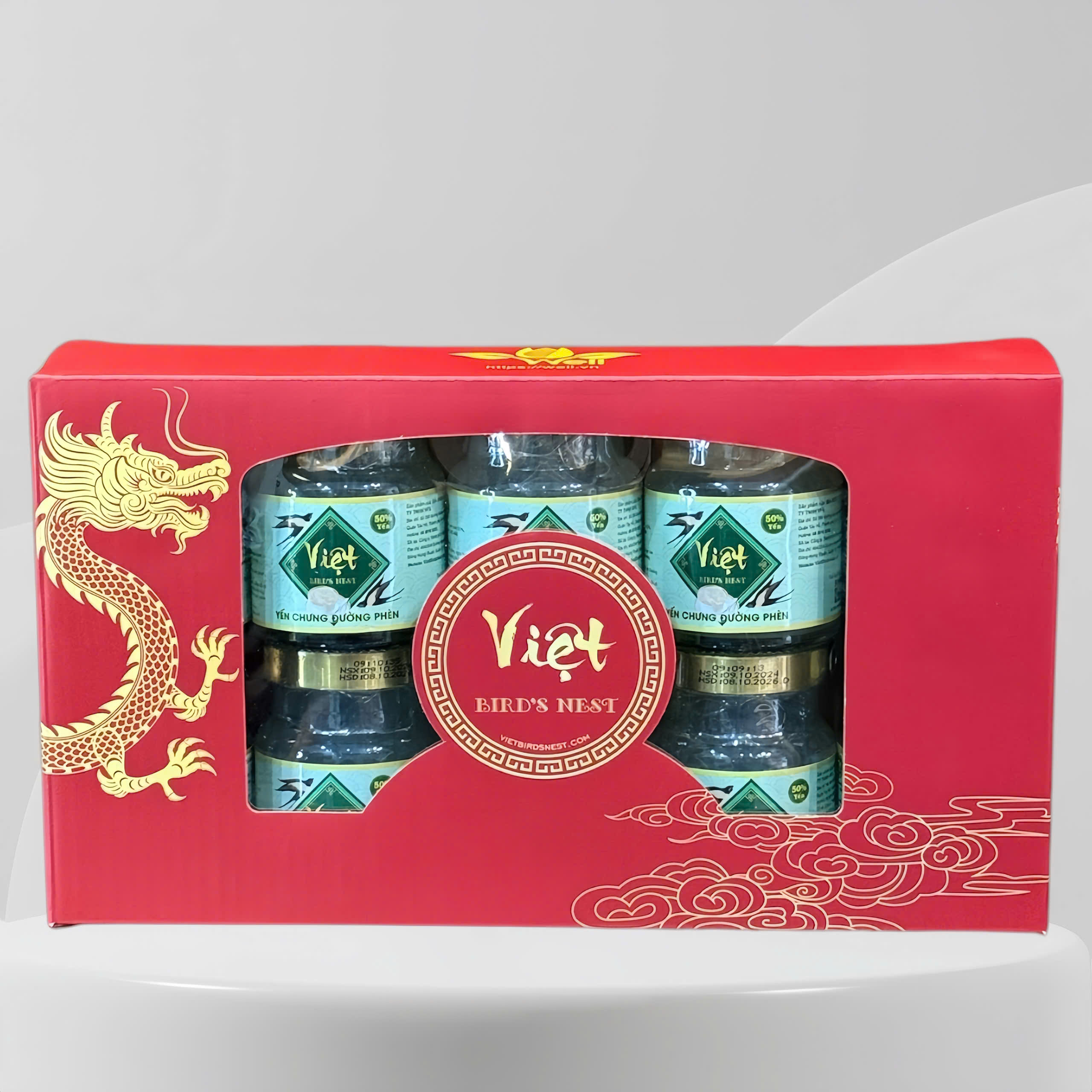 Hộp 10 hũ yến chưng đường phèn 50% Việt Bird's Nest